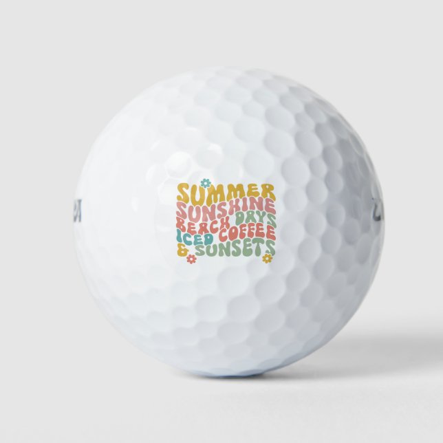 Pelotas De Golf Verano Diciendo Retro Beach Helado Café Sunsets (Anverso)