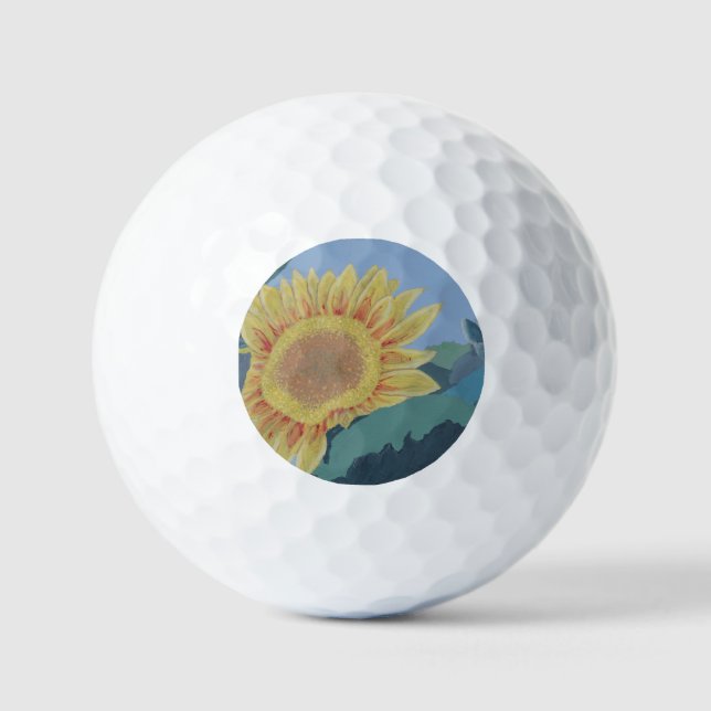 Pelotas De Golf Verano Sunny Yellow Sunflower abstracto moderno (Anverso)