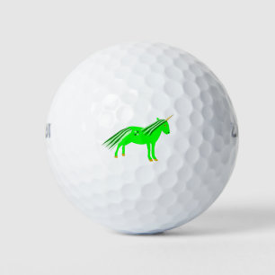 Pelotas De Golf Verde irlandés lindo y unicornio de oro