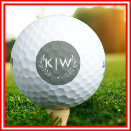 Pelotas De Golf Verde Salvia y Blanco | Monograma de Iniciales Mod