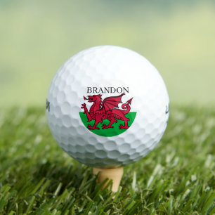 Pelotas De Golf Viajes de la bandera del cimru del dragón rojo gal