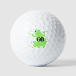 Pelotas De Golf Vibrant Green Frog Illustration "GO" Custom 