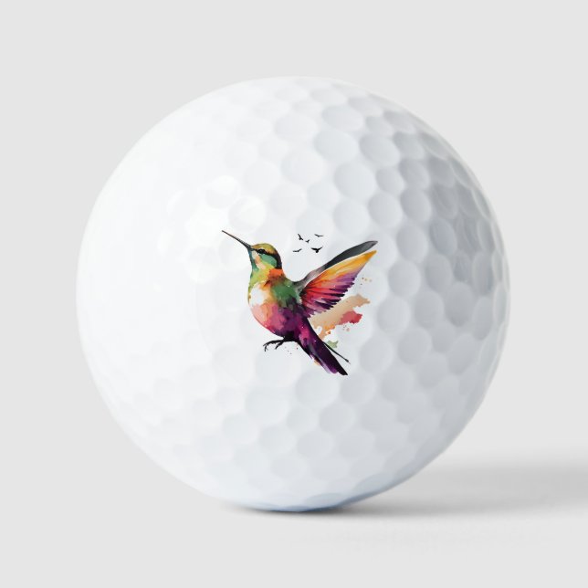 Pelotas De Golf Vibrante acuarela Hummingbird Ilustracion (Anverso)
