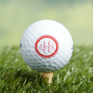 Pelotas De Golf Vieira rosa y rojo Tres letras Monograma