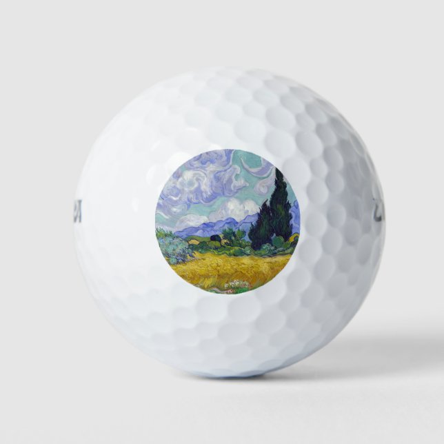 Pelotas De Golf Vincent Van Gogh - Campo de trigo con cipreses (Anverso)