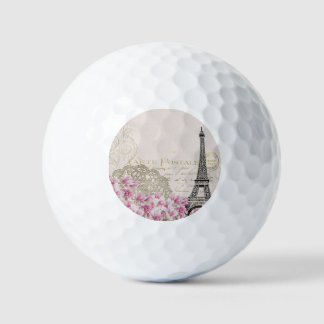 Pelotas De Golf Vintage Eiffel Tower Paris France Romance Rose