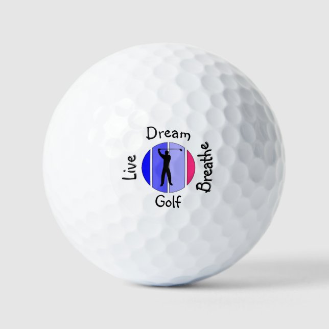 Pelotas De Golf Vive, sueña, respira golf (Anverso)