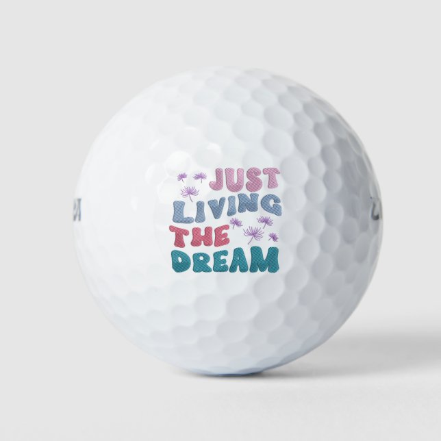 Pelotas De Golf Viviendo el sueño Inspirador Cita Pastel (Anverso)