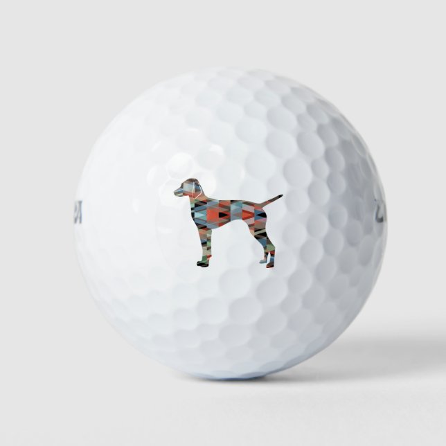 Pelotas De Golf Vizsla Perro Patrón Geométrico Silueta Tapa (Anverso)