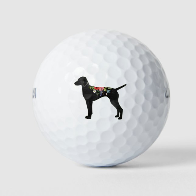Pelotas De Golf Vizsla Perro Raza Boho Foral Silhouette (Anverso)