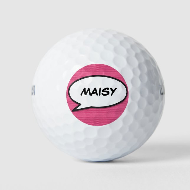 Pelotas De Golf Voz de nombre personalizada Burbuja rosa (Anverso)