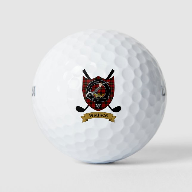 Pelotas De Golf Wallace Clan Badge & Crossed Golf Clubs (Anverso)