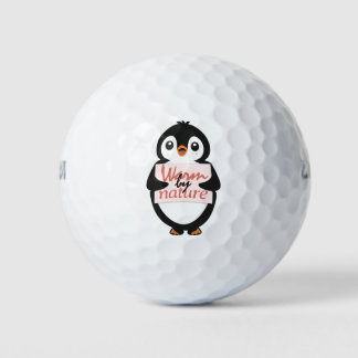 Pelotas De Golf Warm by nature: Adorable Penguin with Playful Text