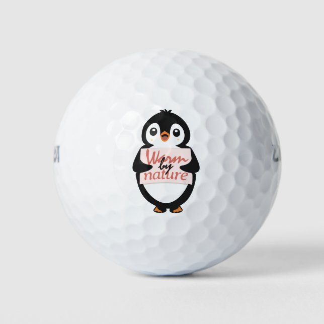Pelotas De Golf Warm by nature: Adorable Penguin with Playful Text (Anverso)