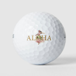 Pelotas De Golf Watercolor Hula Chica Aloha Hawaii Golf Balls