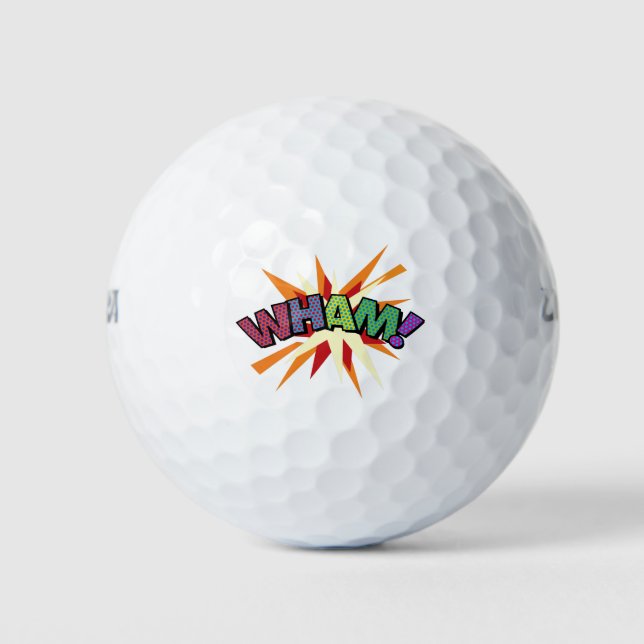 Pelotas De Golf WHAM Fun Retro Libro Pop Art (Anverso)