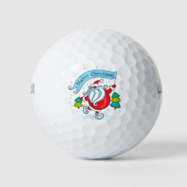 Pelotas De Golf Whimsical Skating Santa Claus | Feliz Navidad