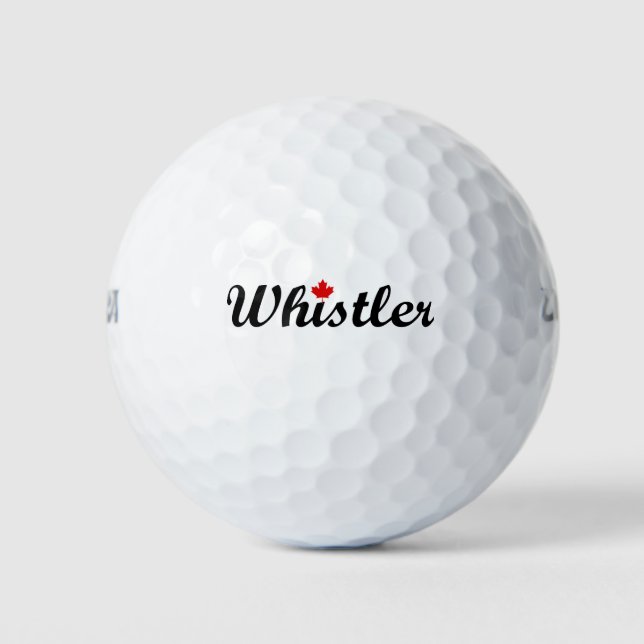 Pelotas De Golf Whistler Canada Script Text Small Maple Leaf (Anverso)