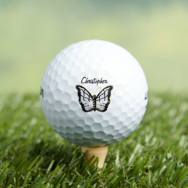 Pelotas De Golf White Butterfly Design Personalised (Camiseta in situ)