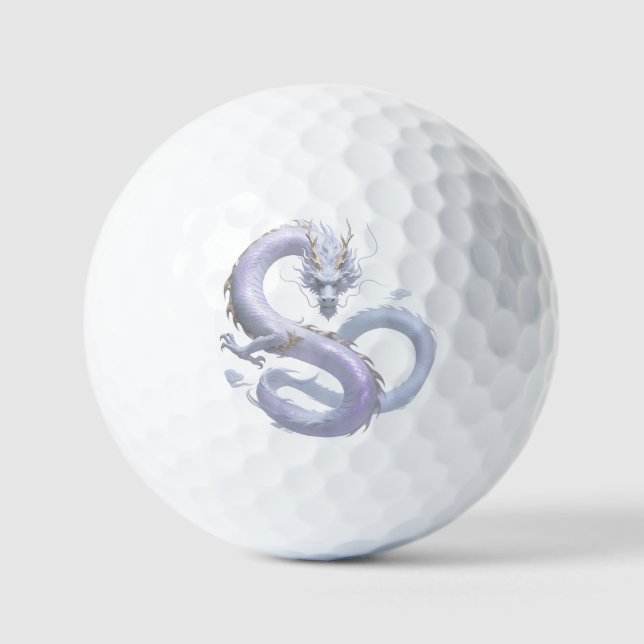 Pelotas De Golf White Dragon Art | Mythical Fantasy Aesthetic | Or (Anverso)