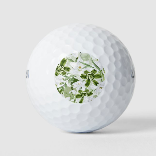 Pelotas De Golf White Watercolor Flowers 2 (Anverso)