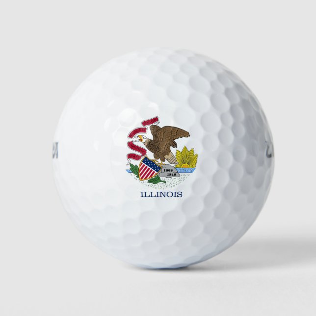 Pelotas De Golf Wilson Golf Ball con bandera de Illinois, Estados  (Anverso)