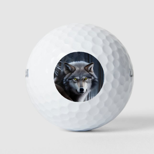 Pelotas De Golf Wolf En El Bosque De Invierno (Anverso)