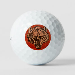 Pelotas De Golf Wolf Head on Red