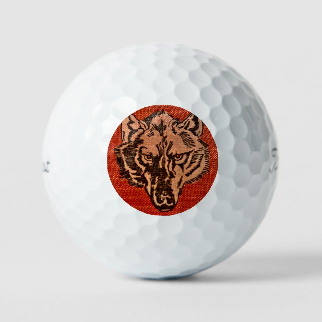 Pelotas De Golf Wolf Head on Red (Anverso)