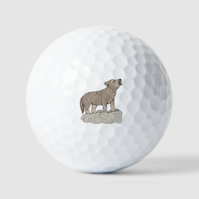 Pelotas De Golf Wolf Pup Howling (Anverso)
