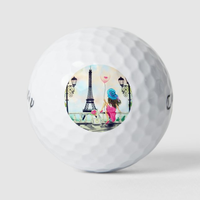 Pelotas De Golf Woman In Partis Golf Balls Eiffel Tower Gift (Anverso)