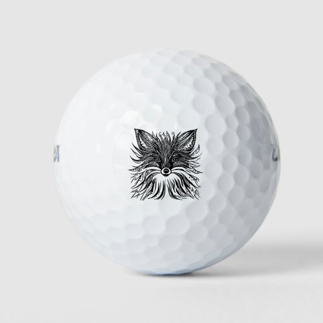Pelotas De Golf Woodcut Fox (Anverso)