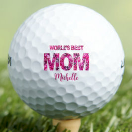Pelotas De Golf World's Best Mom Mother's Day - Pink Floral Name