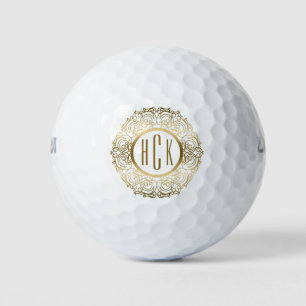 Pelotas De Golf Wreath de nudos celtas dorados y blancos
