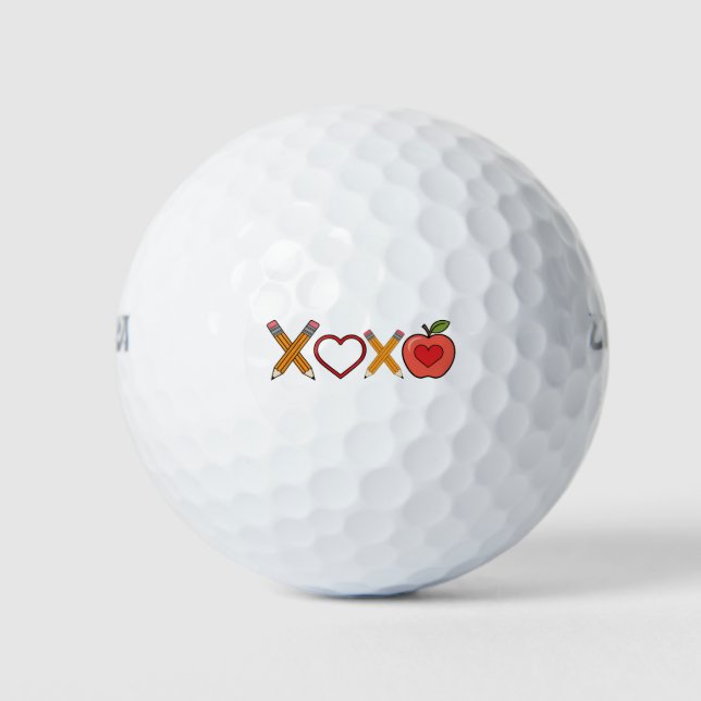 Pelotas De Golf XOXO El día de San Valentín Lápiz Y Apple (Anverso)