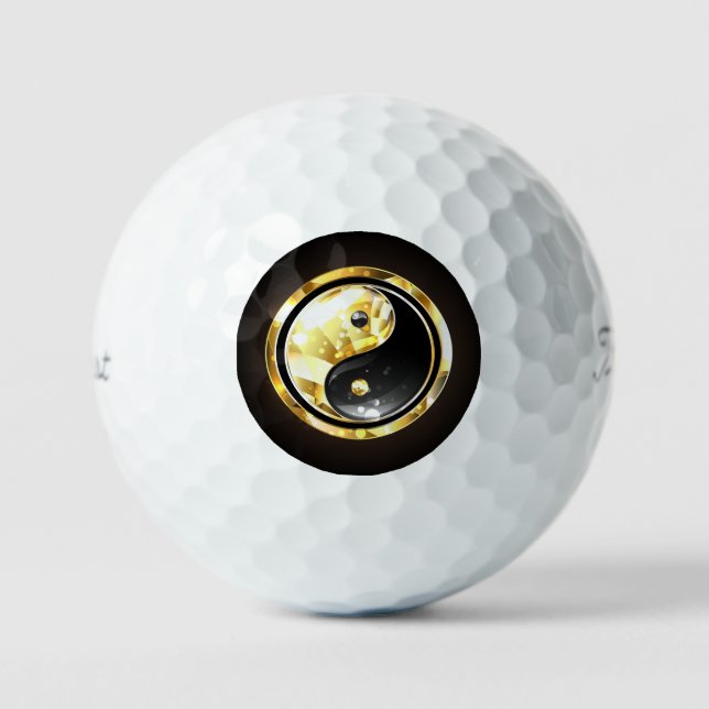 Pelotas De Golf Yin Yang dorado en negro (Anverso)