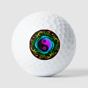 Pelotas De Golf Yin Yang Psychedeld Rainbow Tattoo
