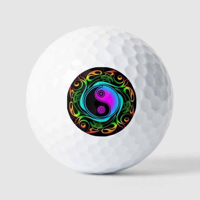 Pelotas De Golf Yin Yang Psychedeld Rainbow Tattoo (Anverso)