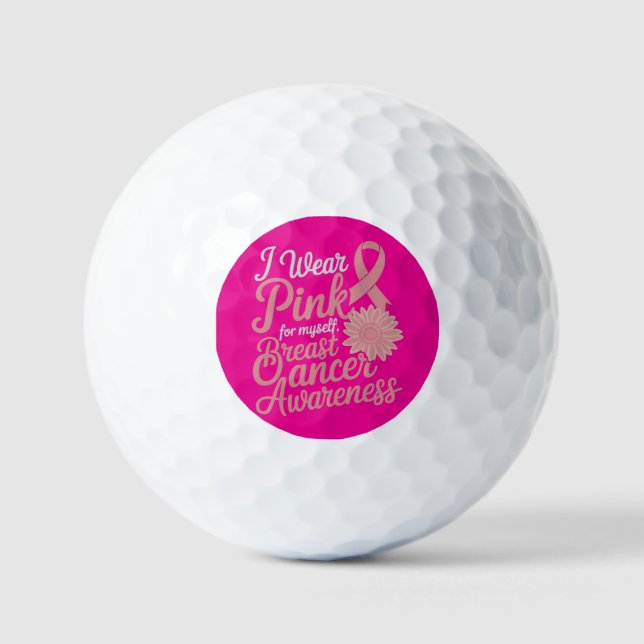 Pelotas De Golf Yo uso rosa para mí - Conciencia sobre el cáncer d (Anverso)