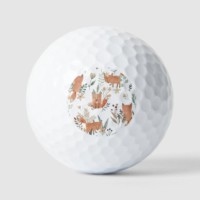 Pelotas De Golf zorros en praderas: sin foco acuarela (Anverso)