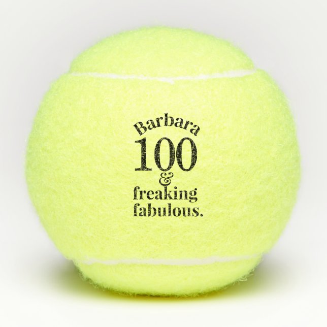 Pelotas De Tenis 100.º cumpleaños Funny Fabulous Personalizado (Anverso)