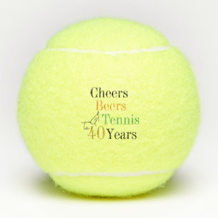 Pelotas De Tenis 40 cumpleaños Tenis Cheers y Cervezas Negro