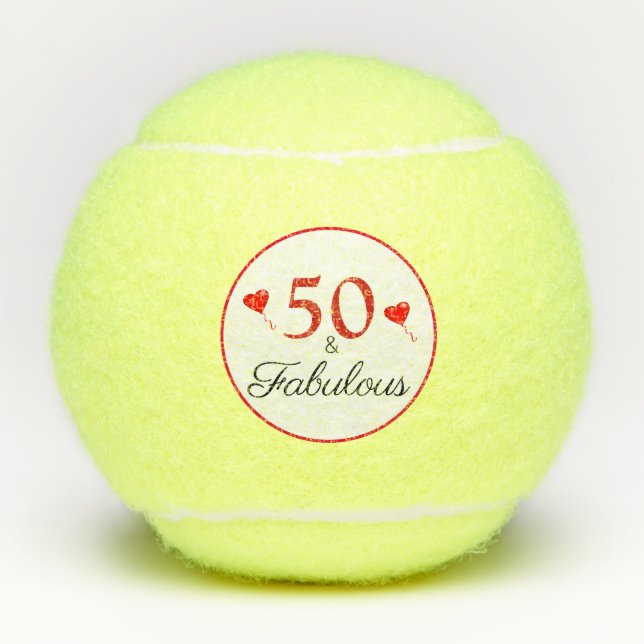 Pelotas De Tenis 50 y fabulosa cita rojo 50 cumpleaños (Anverso)