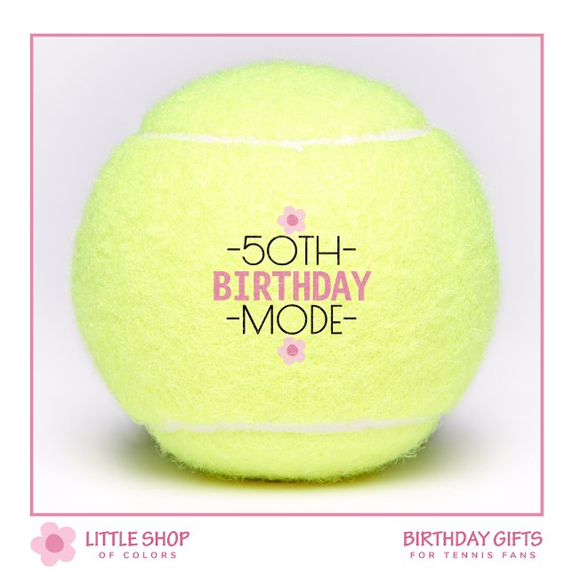 Pelotas De Tenis 50th Birthday Mode Pink Floral Personalized (Subido por el creador)