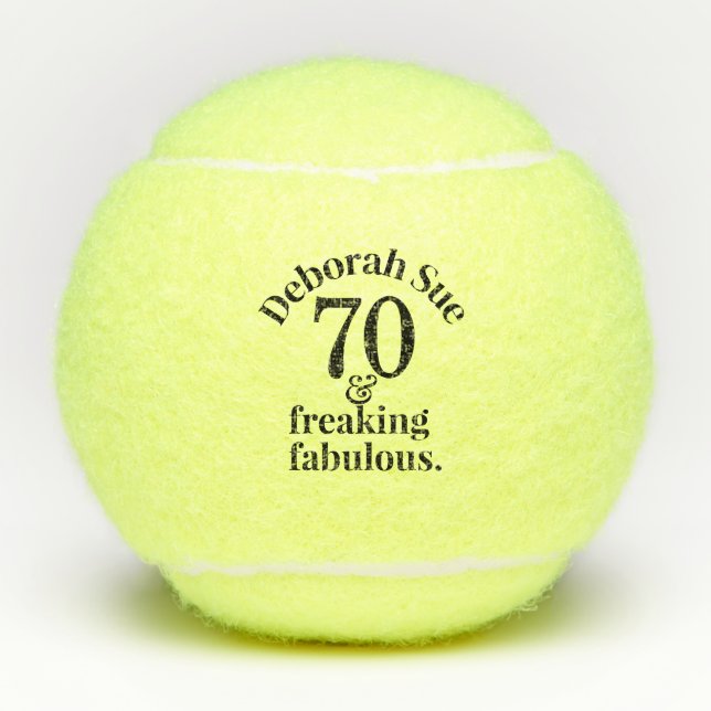 Pelotas De Tenis 70.º cumpleaños Funny Fabulous Personalizado (Anverso)