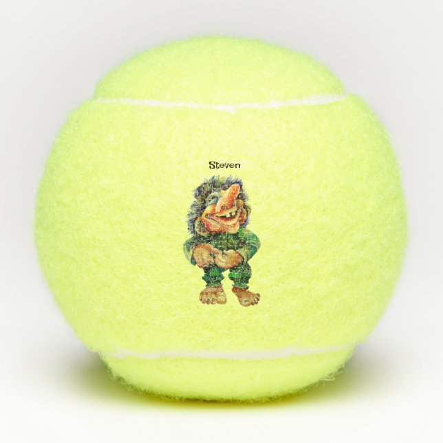 Pelotas De Tenis Acuarela de Ilustracion de Troll divertida en Esca (Anverso)