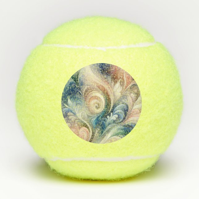 Pelotas De Tenis Acuarela Fantasía Pastel Floral Azul & Crema (Anverso)