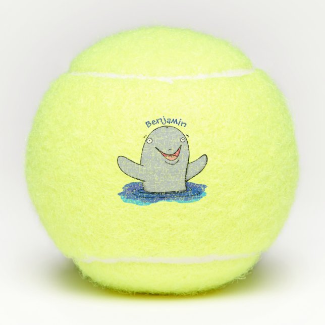 Pelotas De Tenis Adorable feliz ilustracion personalizado de marsop (Anverso)