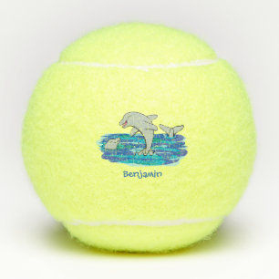 Pelotas De Tenis Adorables delfines felices ilustracion personaliza