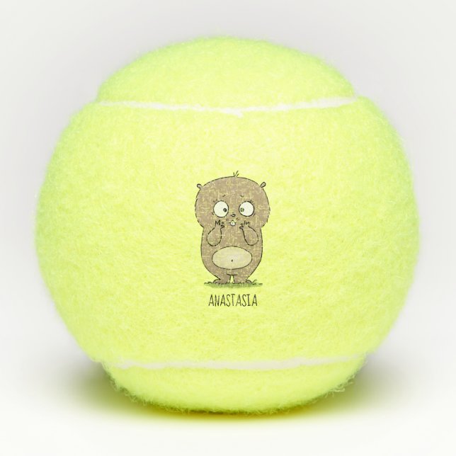 Pelotas De Tenis Afortunadamente adorable personalizado de hámster  (Anverso)